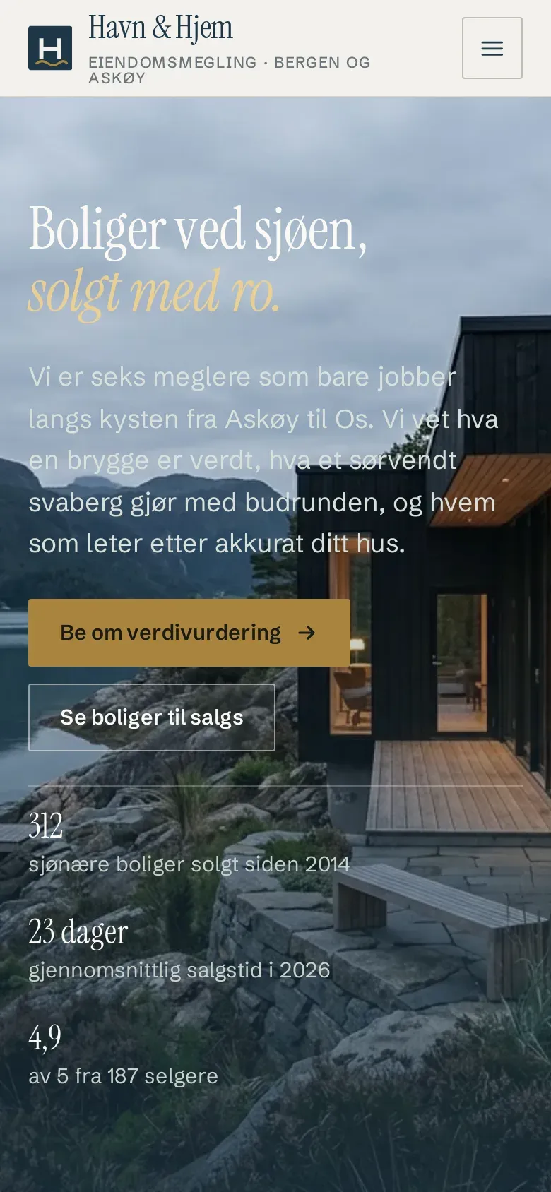 Samme nettside vist på mobil