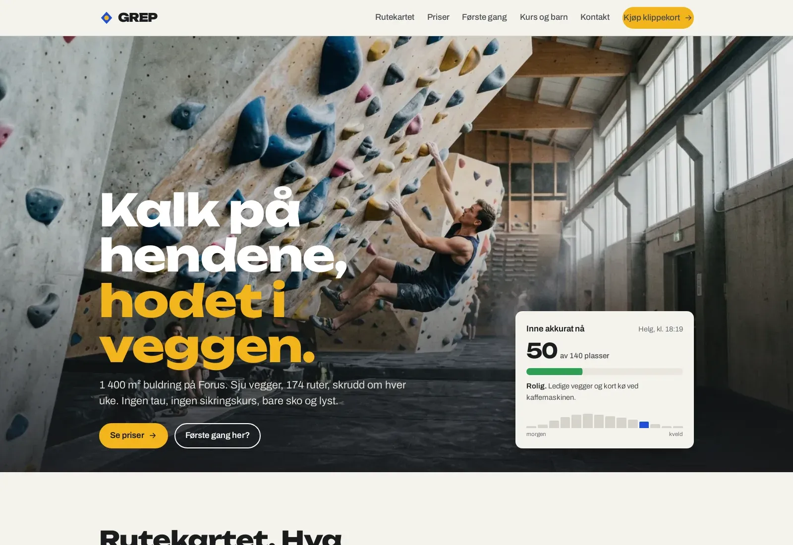 Skjermbilde av nettsiden til Grep buldresenter, klatresenter og buldring